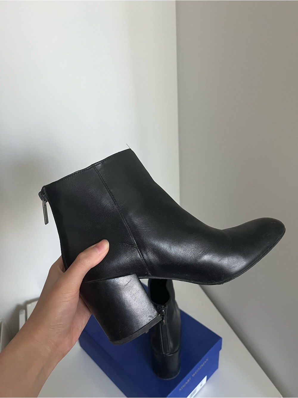 Stuart Weitzman Black Leather Ankle Booties